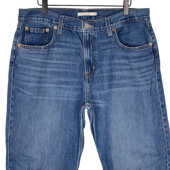 Levis Jeans Womens 32 Low Pro Straight Slouchy High Rise Ripped Knee Rigid Denim - Picture 2 of 9